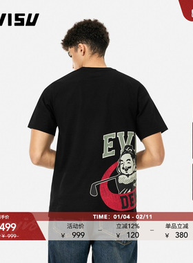 EVISU福神 男士佛头印花休闲T恤2ESHTM5TS1122XXCT