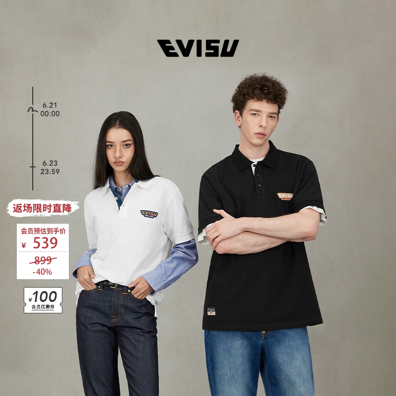 EVISU男女同款商标标签POLO衫