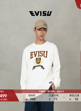 EVISU福神 2025秋男士商标印花长袖T恤2EAHTM5TL1227RXCT