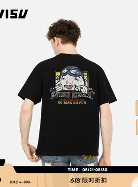 EVISU福神男士佛头口号印花舒适T恤2ESHTM5TS7020RXCT