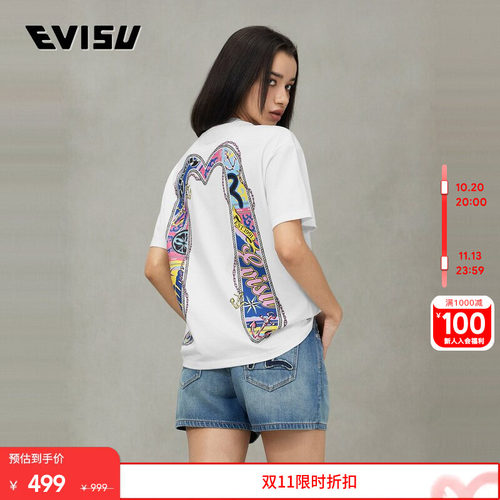 EVISU福神女士大M印花短袖T恤