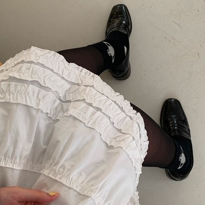 甜美荷叶花边拼接蛋糕裙女减龄高腰显瘦温柔百搭A字半身裙