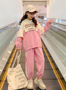 2023新款韩版女童儿童套装女春秋冬季长袖小孩中大童装运动两件套