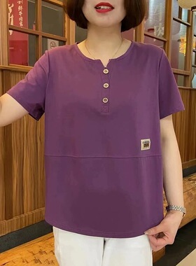 时尚妈妈夏装短袖t恤女宽松半袖显瘦夏季新款中老年大码上衣女夏