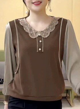 中年妈妈装春季新款气质打底衫休闲t恤衫洋气百搭遮肚减龄小衫女