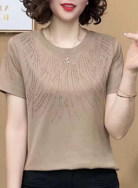 短袖t恤女中年百搭新款洋气妈妈减龄时尚休闲宽松显瘦夏季上衣女