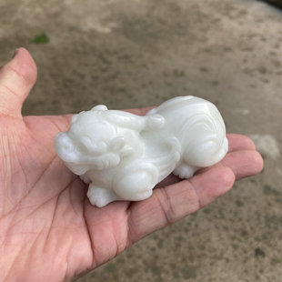 陕西西安蓝田玉貔貅手把件天然活玉兵马俑同款招财皮丘把玩件带证