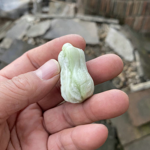陕西蓝田玉白菜吊坠带证书挂绳