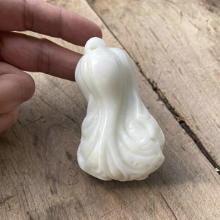 天然玉石白菜手把件西安蓝田玉百财聚来摆件礼品兵马俑同款把玩件