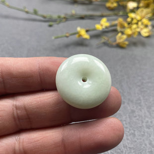 保真西安蓝田玉平安扣吊坠天然活玉男女款玉佩鸭蛋青挂件带证书