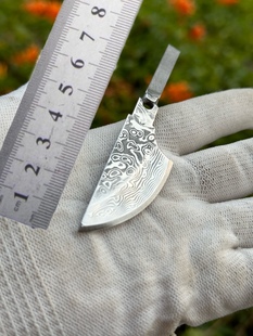 CX水果刀胚刀头大马士革花纹钢刀条刀具DIY 小直刀手工香刀半成品