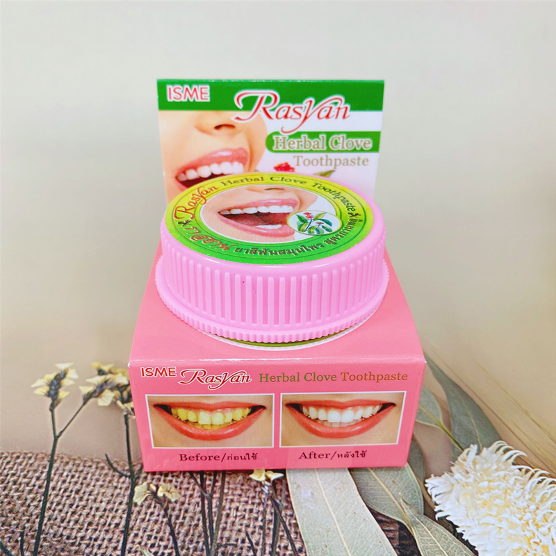 泰国粉色牙膏洗牙粉美白亮白牙齿去除烟茶黑黄渍清新口气25g