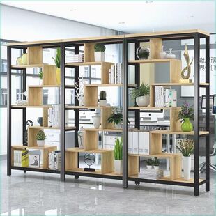 落地展览书架简约办公室隔断置物架客厅玄关装饰屏风架铁艺架多层