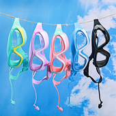 护目镜儿童泳镜平光大框高清防水防雾带耳塞中大童男女学游泳装 备