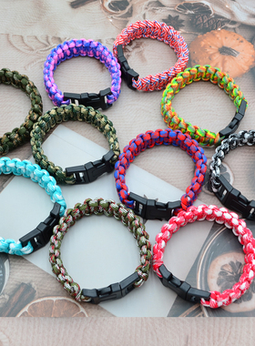 多色迷彩DIY7芯混色手工伞绳编制手链户外求生露营旅游纪念环情侣