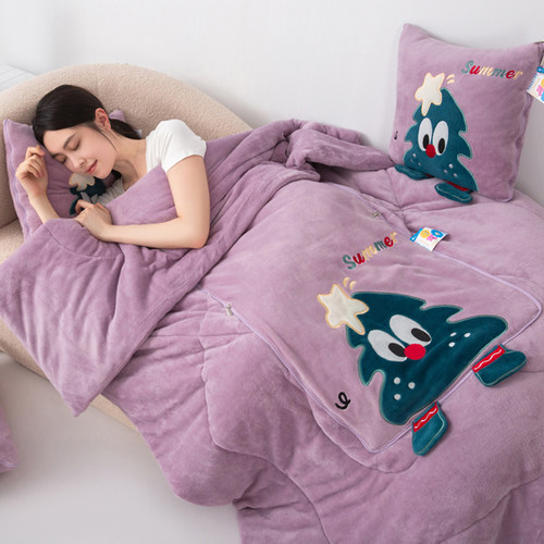 抱枕被子两用珊瑚绒加厚办公室午睡小毯子二合一折叠冬季2025新款