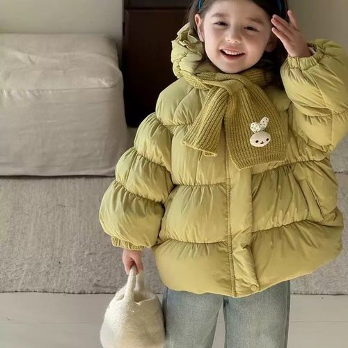 m333童装女童棉服冬季加厚加绒婴儿童女宝宝连帽棉袄保暖加厚棉衣