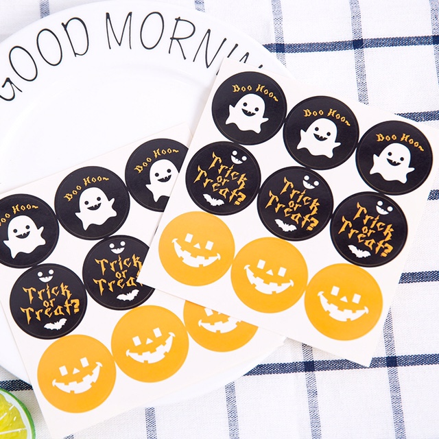 万圣节贴纸儿童圆形卡通标签