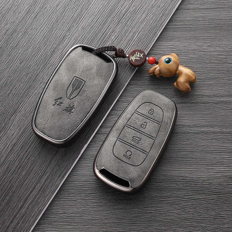 适用红旗H5钥匙套2024款h7男士h9高级ehs9汽车hs7壳hs3女士壳扣包