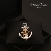 海军风船锚船舵胸针男女韩国时尚 百搭西装 毛衣领口徽章别针配饰