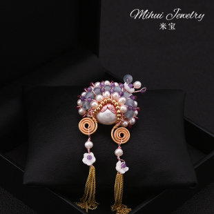 国风戏曲刀马旦胸花京剧脸谱天然珍珠手工胸针女配饰毛衣外套固定