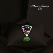 米宝定制款 领口固定扣女 富足南瓜扇子胸针高级感设计玛瑙胸花开衫