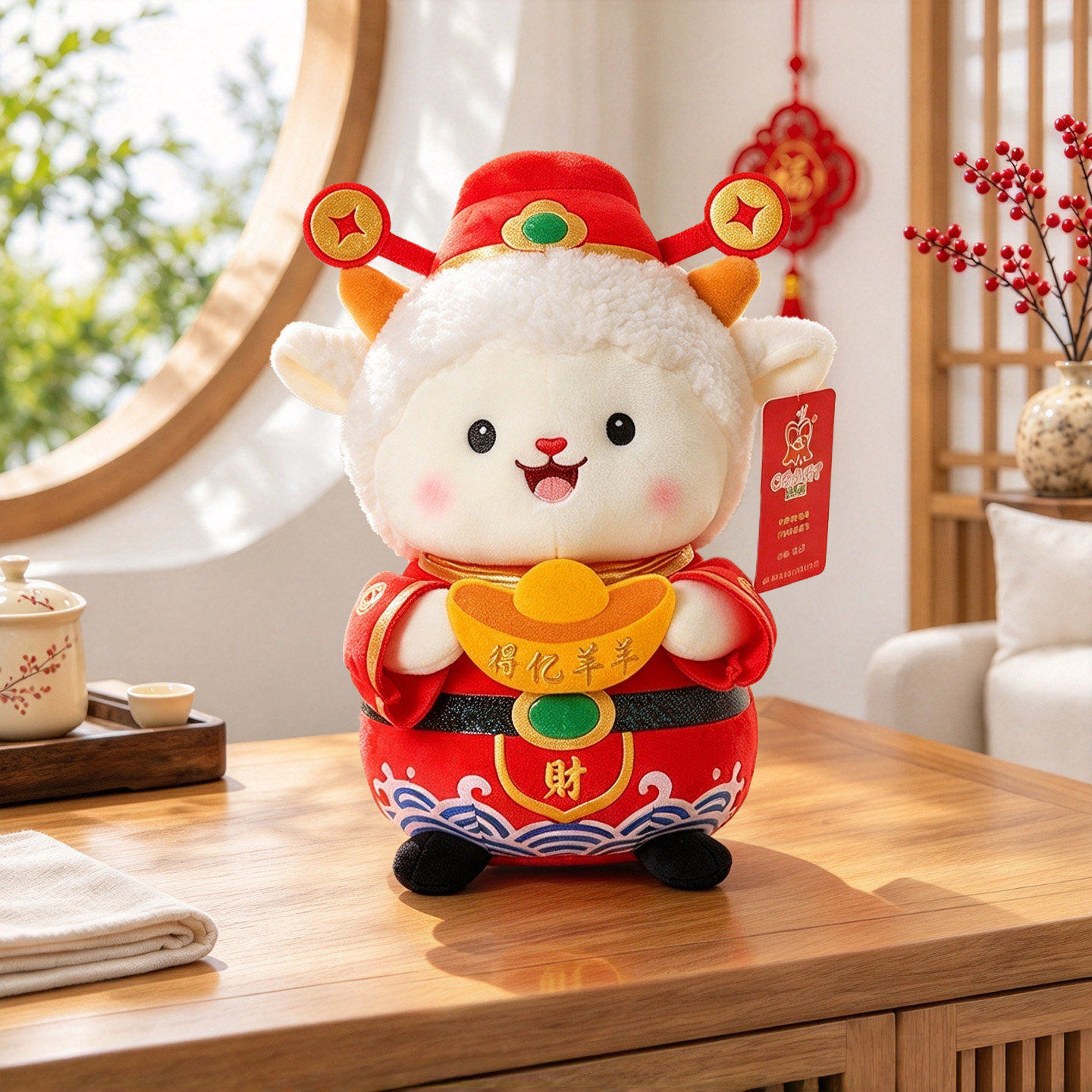 可爱财神小羊吉祥物公仔