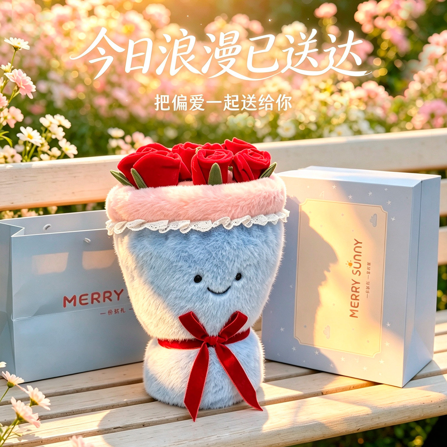永不凋零仿真玫瑰花花束玩偶