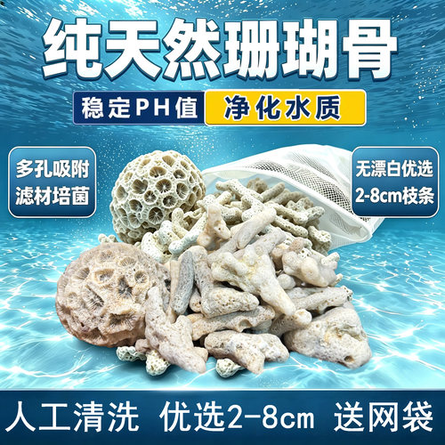 天然珊瑚骨淡海水净化水质鱼缸培菌稳定Ph值人工清洗珊瑚石滤材