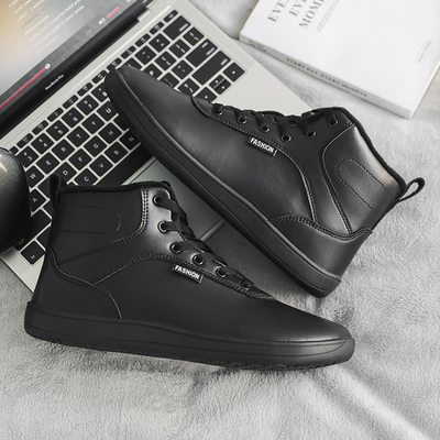 男士宽脚加绒保暖高帮休闲运动鞋