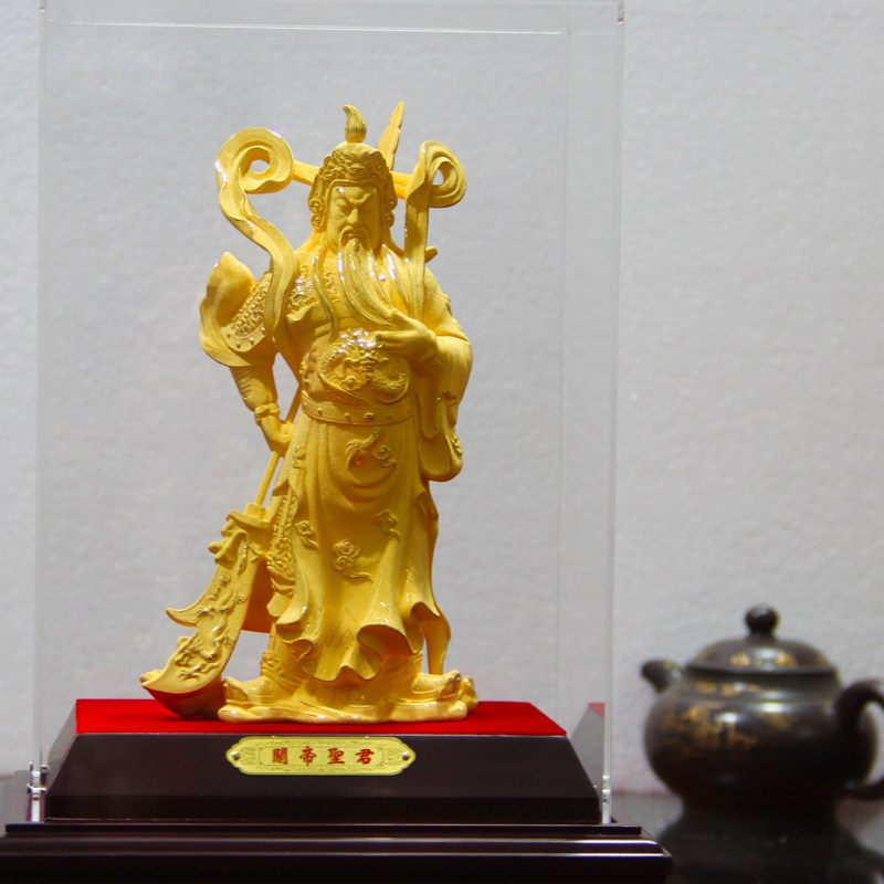 武财神关公关帝关二爷关羽黄金摆件镀金工艺品开张开业办公室摆设