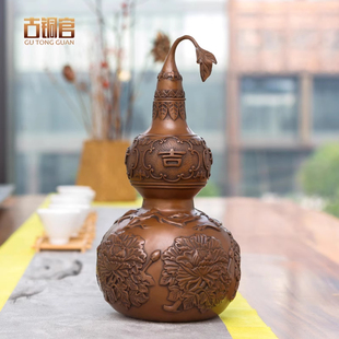 饰摆设铜工艺品礼品 家居玄关办公室客厅酒柜装 古铜官 铜葫芦摆件