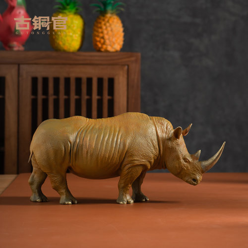 古铜官犀牛摆件仿真玄关艺术品