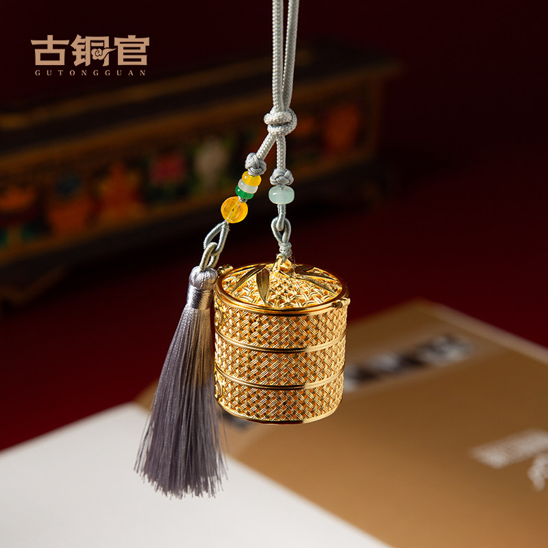 蒸蒸日上蒸笼挂件花丝工艺礼品摆饰车载挂饰节日母亲节礼物全铜香