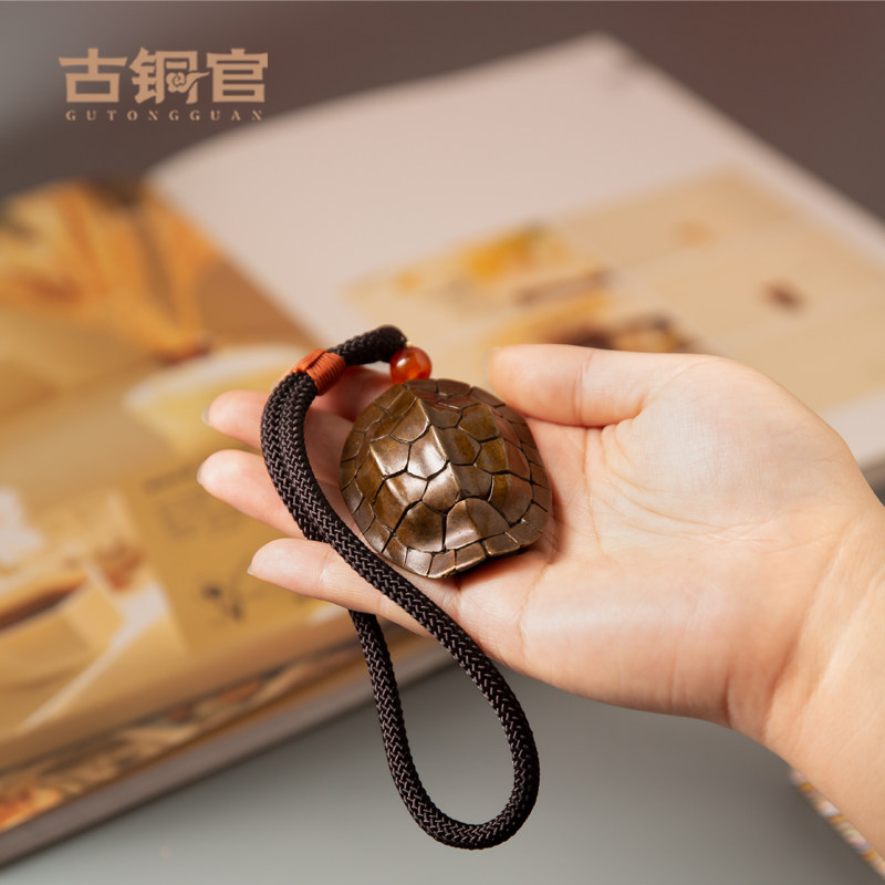 龟壳富甲手把件铜龟甲男士车载饰品随身古玩文玩收藏把玩乌龟摆件