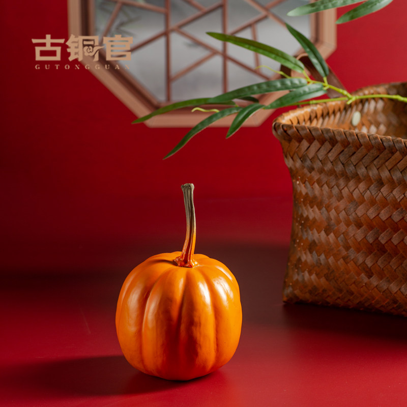古铜官 小南瓜摆件铜艺术品家居饰品仿真雕塑办公桌茶几书柜摆设
