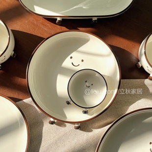 陶瓷可爱漂亮小汤面碗饭碗家用2025新款高颜值餐具碗盘筷碗碟套装