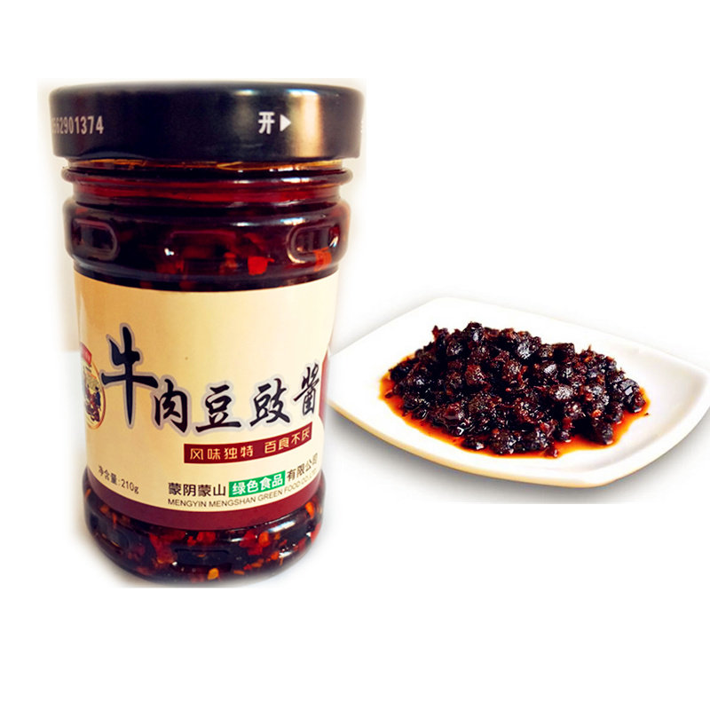 孟良崮六姐妹豆豉牛肉酱微辣拌饭拌面酱农家特产下饭210g2瓶包邮