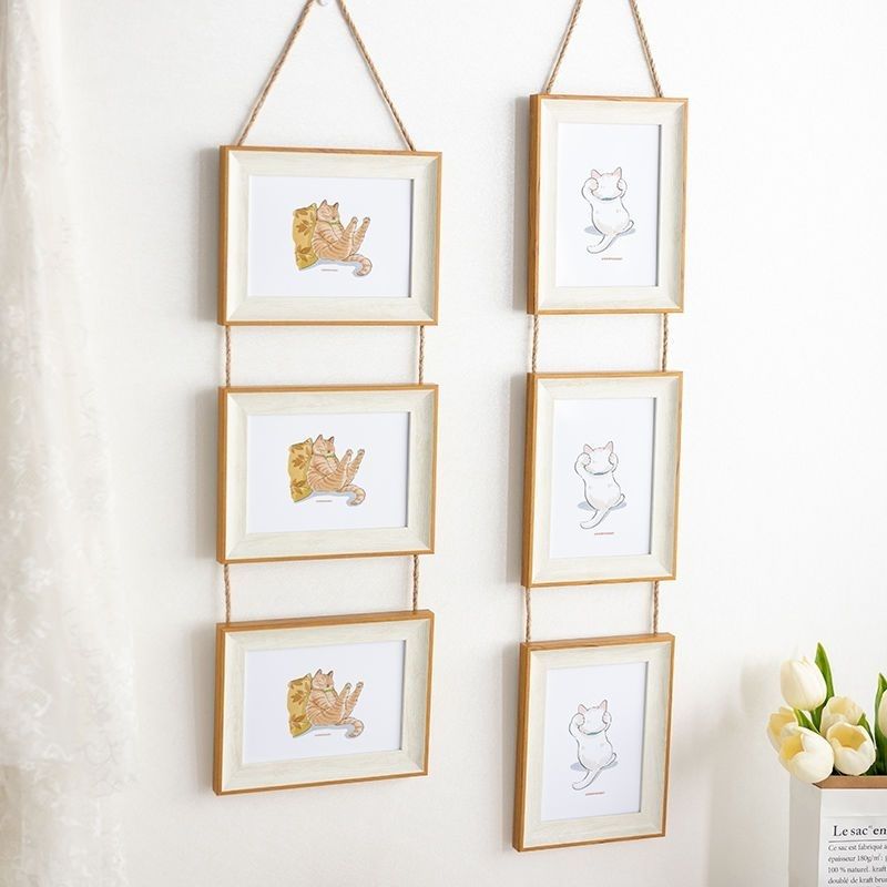 三联10寸客厅相框麻绳简约现代