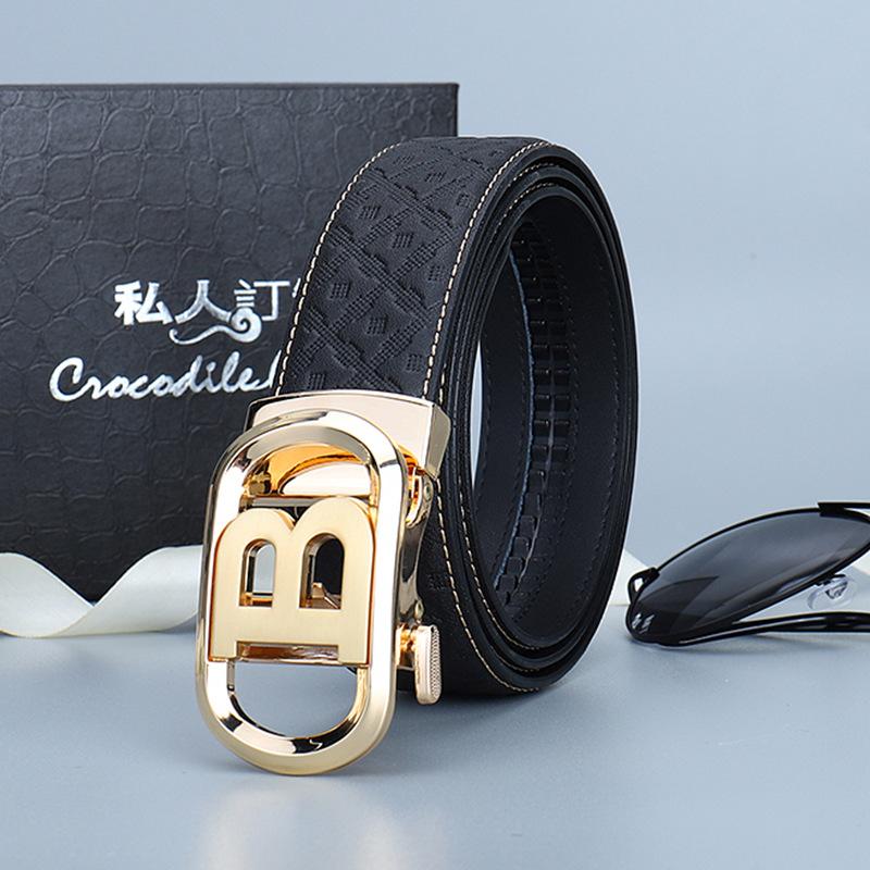 时尚亮色新款真皮自动扣牛皮腰带