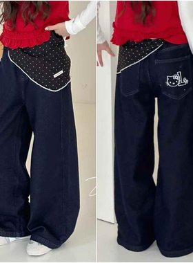 大E小e童装2025秋季新款韩版儿童洋气直筒裤女童潮范牛仔裤 66138