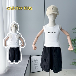 男童字母印花弹力纯色简约工字背心潮8795 新款 啦芙莱童装 2025夏季