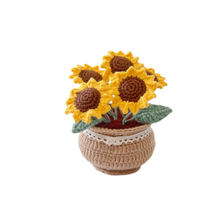 手工编织DIY毛线花束材料包郁金香小雏菊盆栽钩织自制摆件永生花