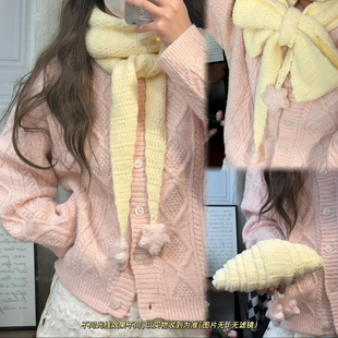 云朵绵绵可颂围巾毛线手工diy钩针编织材料包苏菲小围巾女生礼物