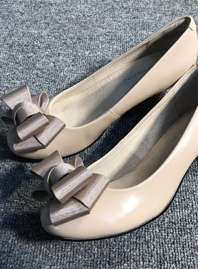 MAUD FRIZON梦飞嫦鞋大蝴蝶结漆皮高跟鞋百搭休闲时装鞋工作通勤