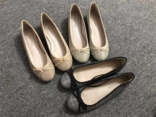 浅口欧美蝴蝶结亮面女鞋