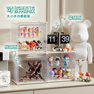 盲盒防尘收纳盒手办乐高展示架透明摆柜桌面杯子整理收纳盒手办盒