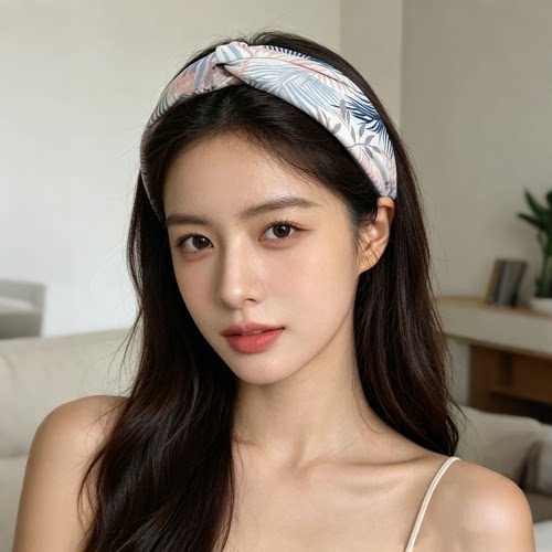 法式复古碎花交叉发箍女宽边布艺显脸小压发头箍温柔防滑遮碎发