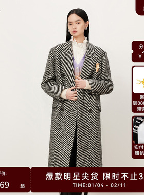 【商场同款】HPLY荷比俪新斜纹羊毛混纺大衣女HMD44500249