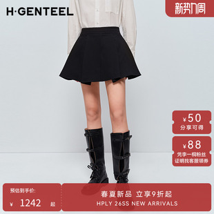 半身裙 裙裤 H·GENTEEL荷高2026春新款 绵羊毛A字百褶显瘦通勤短款